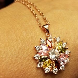 Rose gold plated necklace-floral design!